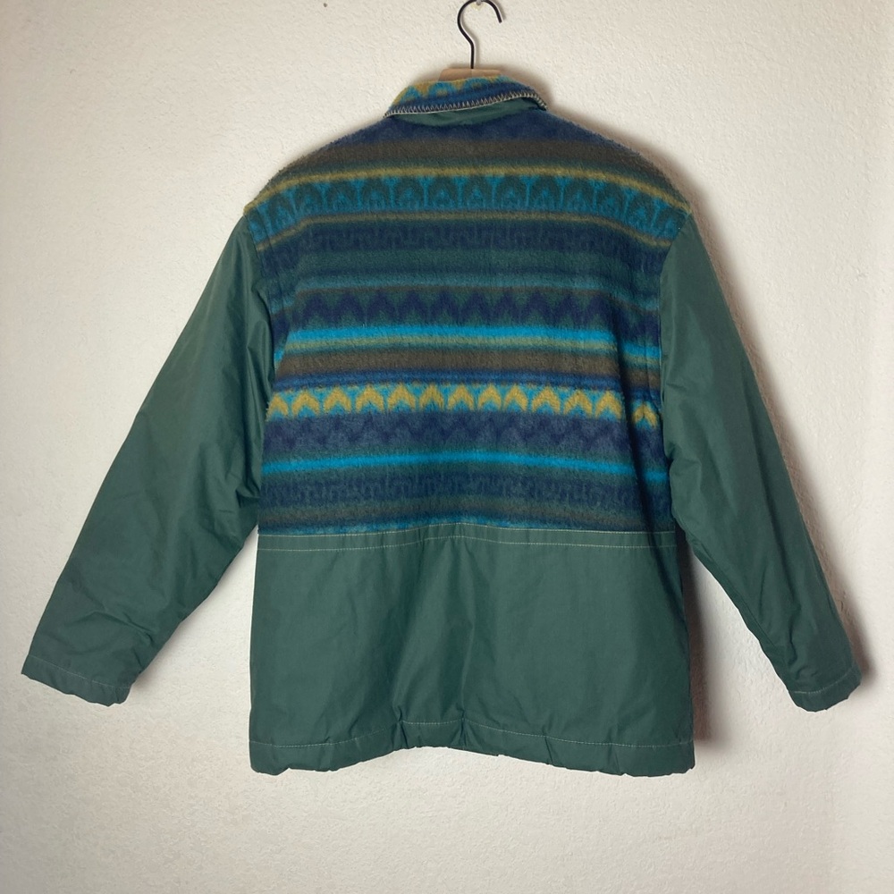 1980's Petite Sophisticate Southwestern Green Winter Parka/Coat Raccoon Fur - Picture 7 of 13